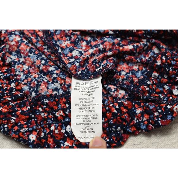 Michael Kors Women's Blouse Floral V-Neck Smocked Hem Top Regular Size M - Picture 6 of 8